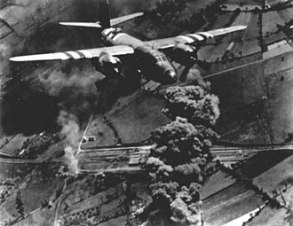 Martin B-26 Marauder of the 322d Bomb Group on a mission over enemy-occupied territory, 1944. 322dbg-b26.jpg