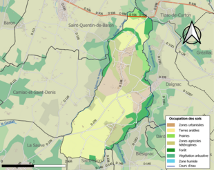 Barevná mapa znázorňující využití půdy.