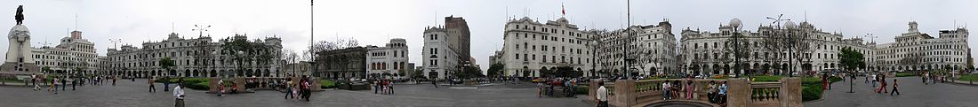 360° panoramic view of Plaza San Martín, Lima, Peru.