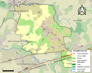 Barevná mapa znázorňující využití půdy.