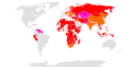 A map of current and former AK users