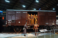 Representation of a "Forty-and-eight" boxcar used to transport American POWs in Germany during World War II American POWs AF Museum.jpg