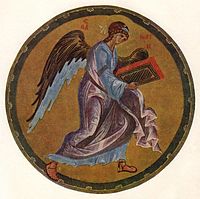 The Man of Matthew, a miniature attributed to Andrey Rublev. Angel khitrovo.jpg