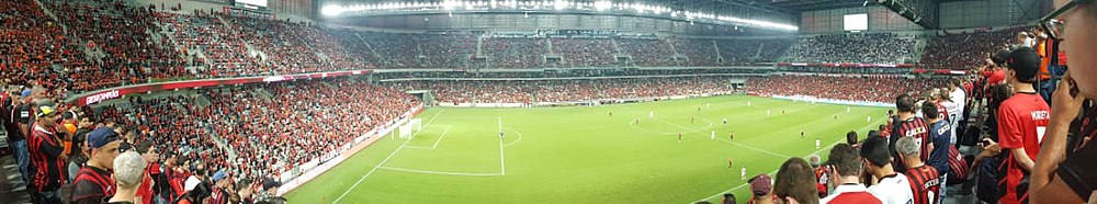 Panoramatický pohled do Arena da Baixada, v zápase Athletico Paranaense proti Santos FC