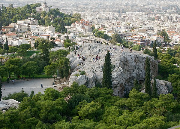 The Areopagus as viewed from the Acropolis.