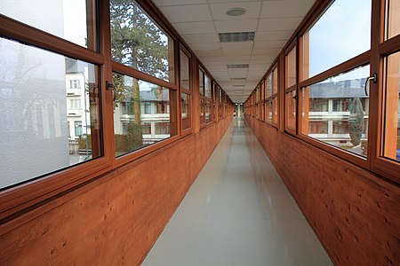 Corridor connecting buildings in Czech spa Lázně Bělohrad