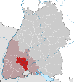 Elhelyezkedése Baden-Württemberg térképén