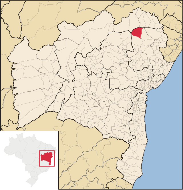 Localização de Uauá na Bahia