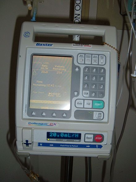 Infusion pump, a Class II medical device in the United States