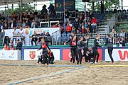 Deutsch: Beachhandball Europameisterschaften 2019 (Beach handball Euro); Tag 5: 6. Juli 2019 – Frauen, Platzierungsspiel für die Ränge 9–12, Deutschland-Polen 2:1 (22:23, 19:16, 7:6) English: Beach handball Euro; Day 5: 6 July 2019 – Placement Match/Cross Match for rank 9–12 Women – Germany-Poland 2:1 (22:23, 19:16, 7:6)