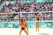 Deutsch: Beachvolleyball bei den Olympischen Jugendspielen 2018; Tag 9, 15. Oktober 2018; Mädchen, Viertelfinale: USA-Spanien 2–1 (21–19/17–21/15–9) English: Beach volleyball at the 2018 Summer Youth Olympics at 15 October 2018 – Girls Quarterfinals: USA-Spain 2–1 (21–19/17–21/15–9)