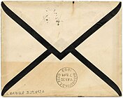 Back of envelope with mourning border, 1893 Benjamin Harrison letter to Elizabeth Lord Parker, May 29, 1893 - DPLA - ac9724f654ec6242606549e3b8ae24bd (page 4).jpg