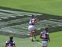 Brad Fittler playing in the NRL Nines 2014 BradFittler9s.jpg