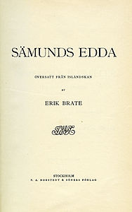 Title page of Sämunds edda (1913) by Erik Brate.