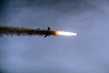 Canadian CF-101B assigned to NORAD, firing an inert version of the AIR-2 Genie nuclear-armed air-to-air missile in 1982 CF-101B firing Genie 1982.jpeg