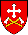 Due asce sormontate da una croce pomettata (Gryon, Svizzera)