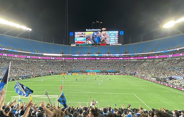 View from supporters' section at Bank of America Stadium in March 2022