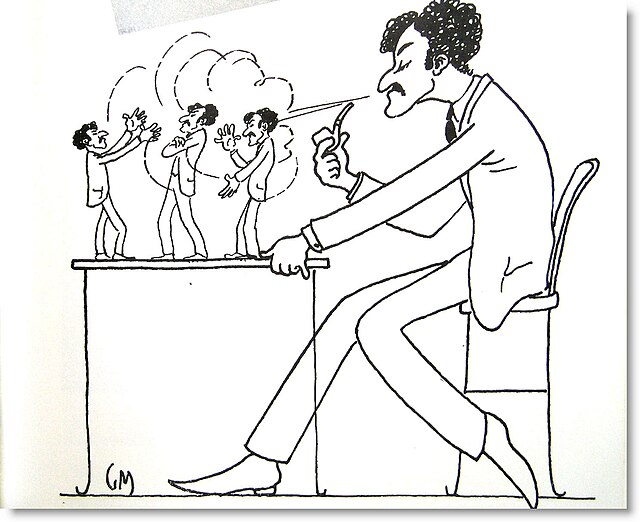 Caricature of Ben Hecht in 1923, drawn by fellow Chicago reporter (and later screenwriter) Gene Markey
