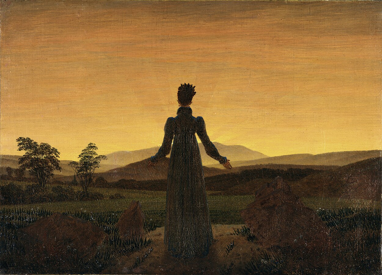 Femme Devant Le Coucher De Soleil Caspar David Friedrich