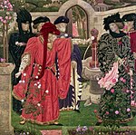 لوحة فنية للفنان هنري باين رسمها في عام 1908 تصور الملحمة التاريخية لإحدى مسرحيات شكسبير والتي تدعى: «هنري السادس، الجزء الأول»، تبين اللوحة الفنية أنصار حرب الوردتين (عائلة لانكاستر وعائلة يورك).