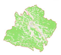 Mapa konturowa gminy miejskiej Slovenj Gradec, w centrum znajduje się punkt z opisem „Slovenj Gradec”