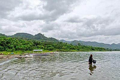 Morning weather at Lake Bosomtwe in the Ashanti region of Ghana. A perfect time and weather to wash.