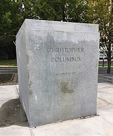 Pedestal after the statue was removed for safe keeping Columbus statue pedestal in Wilmington Delaware.jpg