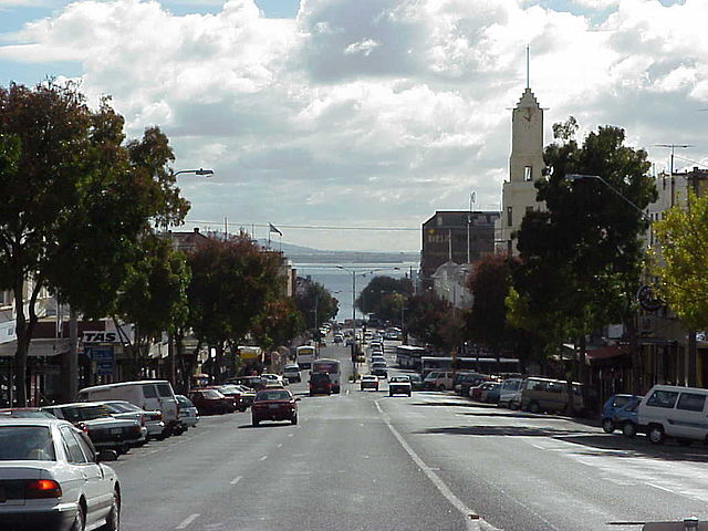 Corio Bay über die Moorabool Street in Geelong fotografiert
