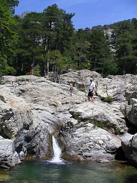 File:Corsica - Cascade des Anglais - Andrea & Huba above the cascade - panoramio.jpg