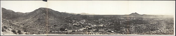 A panorama of Courtland in 1909, facing east. Courtlan Arizona Panorama 1909.jpg