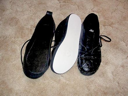 Curling shoes, showing a slider sole