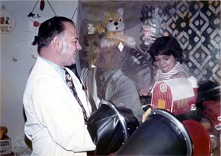 David Vetter inside his protective "bubble." David Vetter and John R. Montgomery.JPG