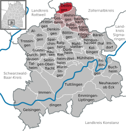 Elhelyezkedése Baden-Württemberg térképén