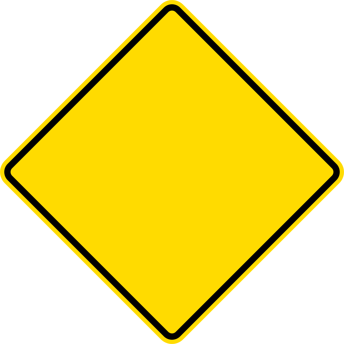 Yellow Diamond-Shaped Warning Road Signs