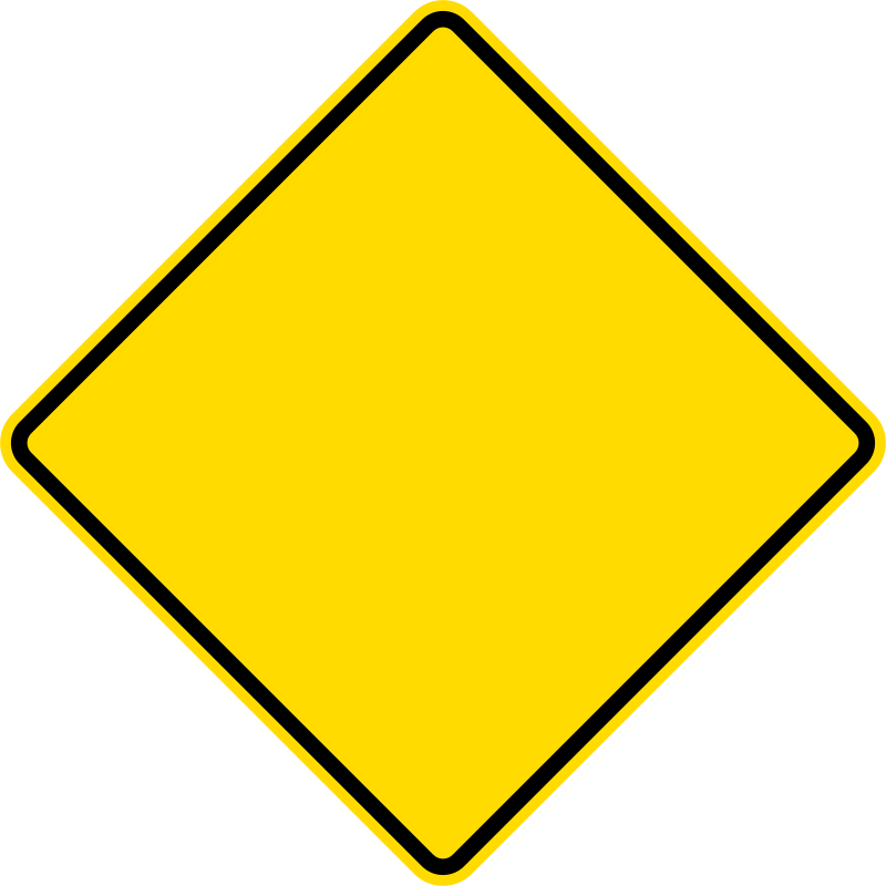 blank yellow diamond road sign