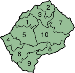 レソトの地方行政区画図