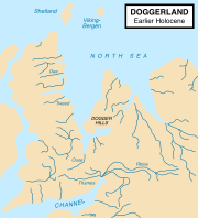 Map showing hypothetical extent of Doggerland, c. 8,000 BC Doggerland.svg