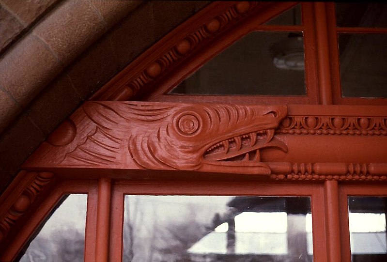 File:Dragon carving on North Easton station.jpg