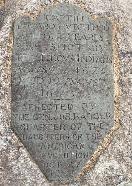 Grave marker for Captain Edward Hutchinson, Springhill Cemetery, Marlborough, Massachusetts