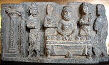 The sharing of the relics of the Buddha. Greco-Buddhist art of Gandhara, 2-3rd century CE. ZenYouMitsu Temple Museum, Tokyo. EndAscetism.JPG