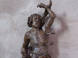 Détails de la statue d'applique: St Sébastien (XVIe)