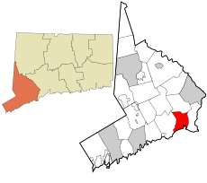 Fairfield County Connecticut incorporated and unincorporated areas Bridgeport highlighted.svg