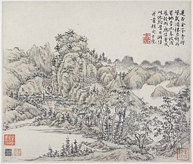 Album of Landscapes, Plants, Figures and Animals: Jingfengsi Temple in the Mountains