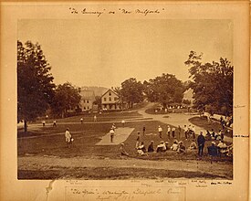 The earliest known photograph of a baseball game in progress, 1869 First known photograph of a baseball game in progress.jpg
