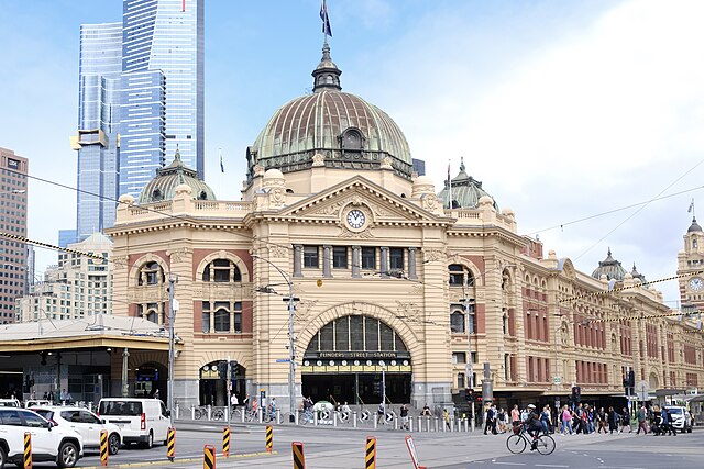 Flinders Street station main entrance building, corner of Flinders and Swanston Streets, March 2021