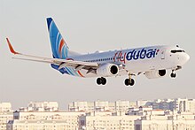 Flydubai Boeing 737 Aircraft FlyDubai, A6-FEL, Boeing 737-8KN (32182480312).jpg