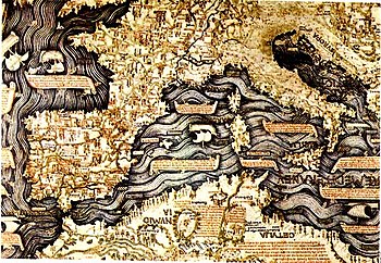 Mapa světa Fra Mauros, detailní pohled na Evropu