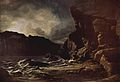 Dramatisk fjordlandskap, «Liensfiord» (kanskje Lifjord i Sognefjorden), måla av Francis Danby i 1841.