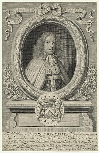 <span class="mw-page-title-main">George Berkeley, 1st Earl of Berkeley</span> English merchant, politician and peer (1628–1698)