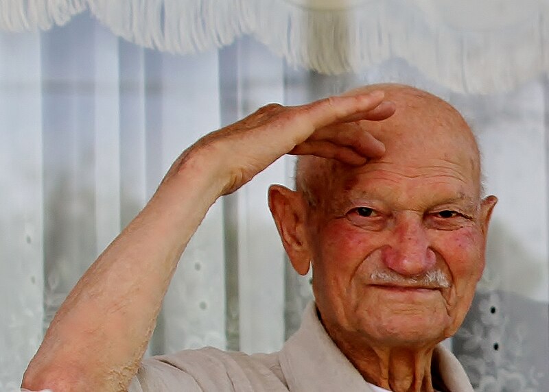 File:Giuseppe Torcasio saluting in 2011 at the age of 91.jpg